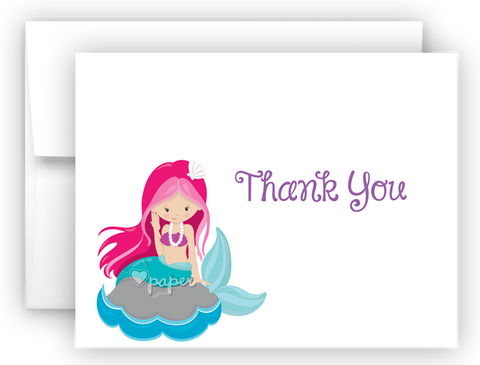 Mermaid b Thank You Cards Note Card Stationery •  Flat or Folded Stationery Thank You Cards - Everything Nice