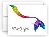 Rainbow Mermaid Tail Thank You Cards Note Card Stationery •  Flat or Folded Stationery Thank You Cards - Everything Nice
