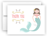 Mermaid j Thank You Cards Note Card Stationery •  Flat or Folded Stationery Thank You Cards - Everything Nice
