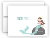 Mermaid f Thank You Cards Note Card Stationery •  Flat or Folded Stationery Thank You Cards - Everything Nice