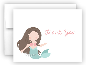 Mermaid Thank You Cards Note Card Stationery •  Flat or Folded Stationery Thank You Cards - Everything Nice