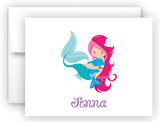 Mermaid with Dolphin Thank You Cards Note Card Stationery •  Flat or Folded Stationery Thank You Cards - Everything Nice