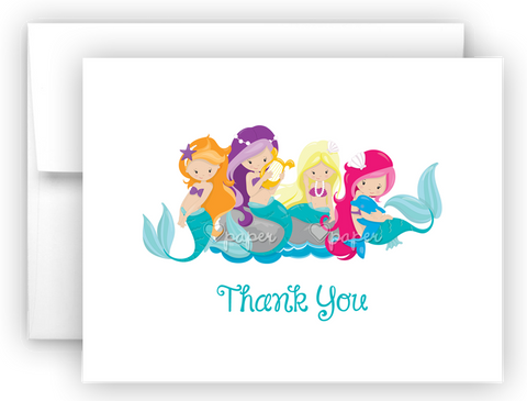Mermaid i Thank You Cards Note Card Stationery •  Flat or Folded Stationery Thank You Cards - Everything Nice