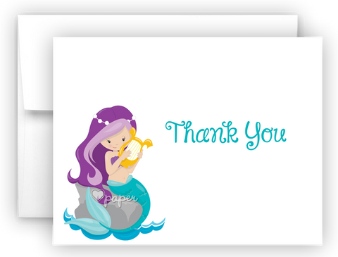 Mermaid d Thank You Cards Note Card Stationery •  Flat or Folded Stationery Thank You Cards - Everything Nice