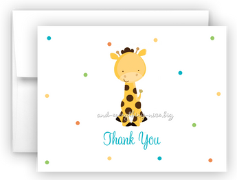Polka Dot Giraffe Thank You Cards Note Card Stationery •  Flat or Folded Stationery Thank You Cards - Everything Nice