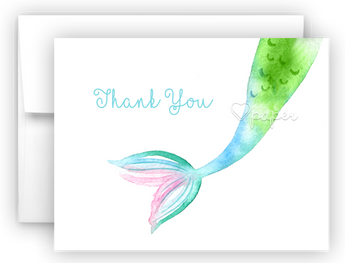 Mermaid Tail e Thank You Cards Note Card Stationery •  Flat or Folded Stationery Thank You Cards - Everything Nice