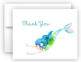 Mermaid L Thank You Cards Note Card Stationery •  Flat or Folded Stationery Thank You Cards - Everything Nice