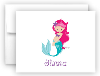 Mermaid h Thank You Cards Note Card Stationery •  Flat or Folded Stationery Thank You Cards - Everything Nice