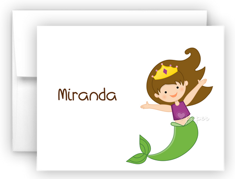 Mermaid g Thank You Cards Note Card Stationery •  Flat or Folded Stationery Thank You Cards - Everything Nice