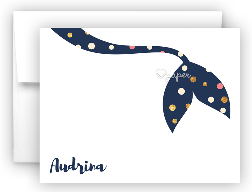 Mermaid Tail Thank You Cards Note Card Stationery •  Flat or Folded Stationery Thank You Cards - Everything Nice