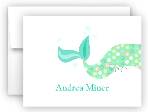 Mermaid Tail d Thank You Cards Note Card Stationery •  Flat or Folded Stationery Thank You Cards - Everything Nice