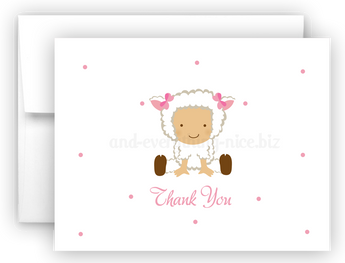 Baby Lamb Printed Thank You Cards • Folded Flat Note Card Stationery Stationery Thank You Cards - Everything Nice