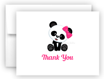 Panda Bear f Printed Thank You Cards • Folded Flat Note Card Stationery Stationery Thank You Cards - Everything Nice