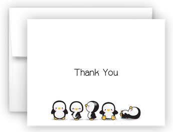 Penguin Thank You Cards Note Card Stationery •  Flat or Folded Stationery Thank You Cards - Everything Nice