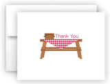 Picnic Table Printed Thank You Cards • Folded Flat Note Card Stationery Stationery Thank You Cards - Everything Nice