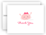 Pink Crab Thank You Cards Note Card Stationery •  Flat or Folded Stationery Thank You Cards - Everything Nice