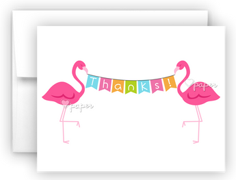 Pink Flamingo Thank You Cards Note Card Stationery •  Flat or Folded Stationery Thank You Cards - Everything Nice