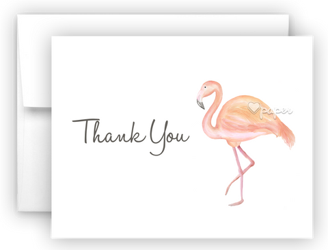 Pink Flamingo III Thank You Cards Note Card Stationery •  Flat or Folded Stationery Thank You Cards - Everything Nice