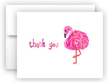Sassy Pink Flamingo Thank You Cards Note Card Stationery •  Flat or Folded Stationery Thank You Cards - Everything Nice
