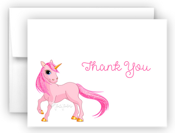 Pink Unicorn Thank You Cards Note Card Stationery •  Flat or Folded Stationery Thank You Cards - Everything Nice