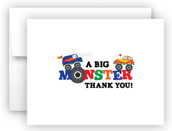 Monster Truck Thank You Cards Note Card Stationery •  Flat or Folded Stationery Thank You Cards - Everything Nice