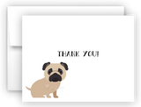 Pug Dog Thank You Cards Note Card Stationery •  Flat or Folded Stationery Thank You Cards - Everything Nice