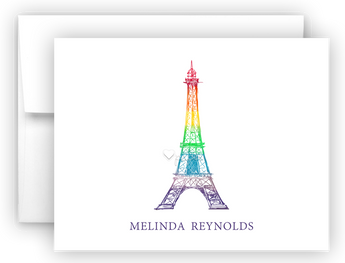 Rainbow Eiffel Tower Thank You Cards Note Card Stationery •  Flat or Folded Stationery Thank You Cards - Everything Nice