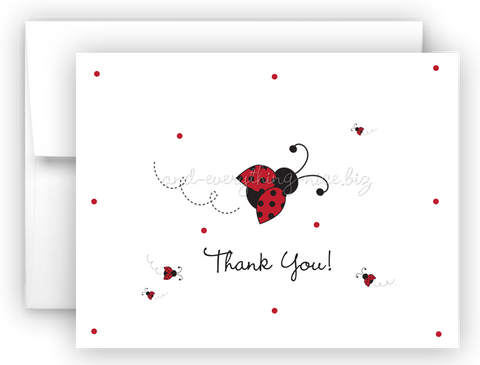 Ladybug Lady Bug Thank You Cards Note Card Stationery •  Flat or Folded Stationery Thank You Cards - Everything Nice