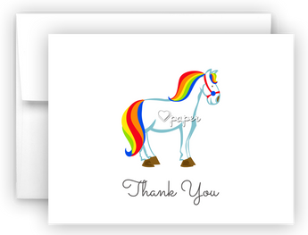 Rainbow Horse Thank You Cards Note Card Stationery •  Flat or Folded Stationery Thank You Cards - Everything Nice