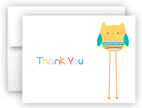 Rainbow Owl Thank You Cards Note Card Stationery •  Flat or Folded Stationery Thank You Cards - Everything Nice