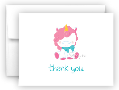 Unicorn Thank You Cards Note Card Stationery •  Flat or Folded Stationery Thank You Cards - Everything Nice