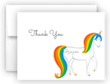 Rainbow Unicorn Thank You Cards Note Card Stationery •  Flat or Folded Stationery Thank You Cards - Everything Nice