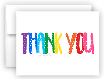Polka Dot Rainbow Thank You Cards Note Card Stationery •  Flat or Folded Stationery Thank You Cards - Everything Nice