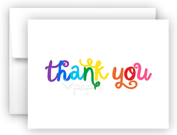 Rainbow Thanks III Thank You Cards Note Card Stationery •  Flat or Folded Stationery Thank You Cards - Everything Nice