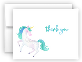 Blue Unicorn Thank You Cards Note Card Stationery •  Flat or Folded Stationery Thank You Cards - Everything Nice