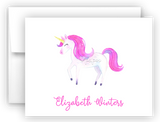 Pink Unicorn III Thank You Cards Note Card Stationery •  Flat or Folded Stationery Thank You Cards - Everything Nice