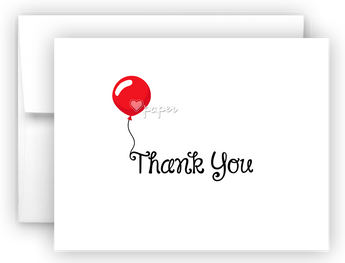 Red Balloon Thank You Cards Note Card Stationery •  Flat or Folded Stationery Thank You Cards - Everything Nice
