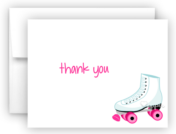 Roller Skate Thank You Cards Note Card Stationery •  Flat or Folded Stationery Thank You Cards - Everything Nice