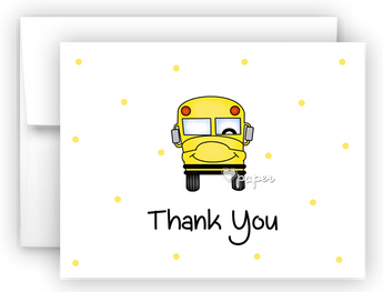 School Bus Thank You Cards Note Card Stationery •  Flat or Folded Stationery Thank You Cards - Everything Nice