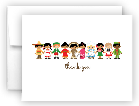 Small World Thank You Cards Note Card Stationery •  Flat or Folded Stationery Thank You Cards - Everything Nice