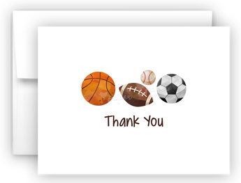 Sports Balls Thank You Cards Note Card Stationery •  Flat or Folded Stationery Thank You Cards - Everything Nice