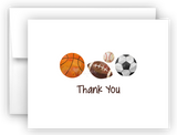 Sports Balls Thank You Cards Note Card Stationery •  Flat or Folded Stationery Thank You Cards - Everything Nice