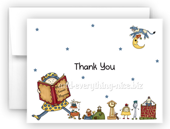 Mother Goose Nursery Rhyme Printed Thank You Cards • Folded Flat Note Card Stationery Stationery Thank You Cards - Everything Nice