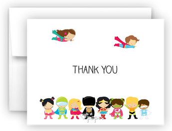 Superhero Kids Thank You Cards Note Card Stationery •  Flat or Folded Stationery Thank You Cards - Everything Nice