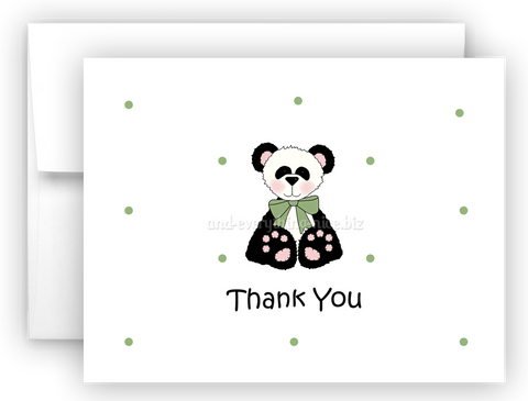 Panda Bear II Printed Thank You Cards • Folded Flat Note Card Stationery Stationery Thank You Cards - Everything Nice