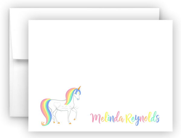 Rainbow Unicorn f Thank You Cards Note Card Stationery •  Flat or Folded Stationery Thank You Cards - Everything Nice