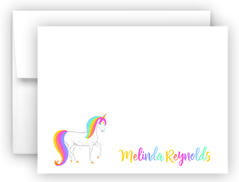 Rainbow Unicorn h Thank You Cards Note Card Stationery •  Flat or Folded Stationery Thank You Cards - Everything Nice