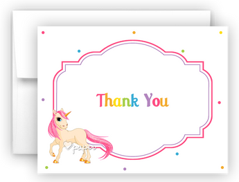 Rainbow Unicorn i Thank You Cards Note Card Stationery •  Flat or Folded Stationery Thank You Cards - Everything Nice