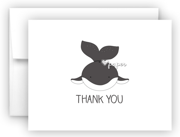 Whale Thank You Cards Note Card Stationery •  Flat or Folded Stationery Thank You Cards - Everything Nice