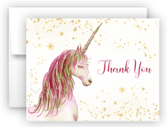 Unicorn L Thank You Cards Note Card Stationery •  Flat or Folded Stationery Thank You Cards - Everything Nice